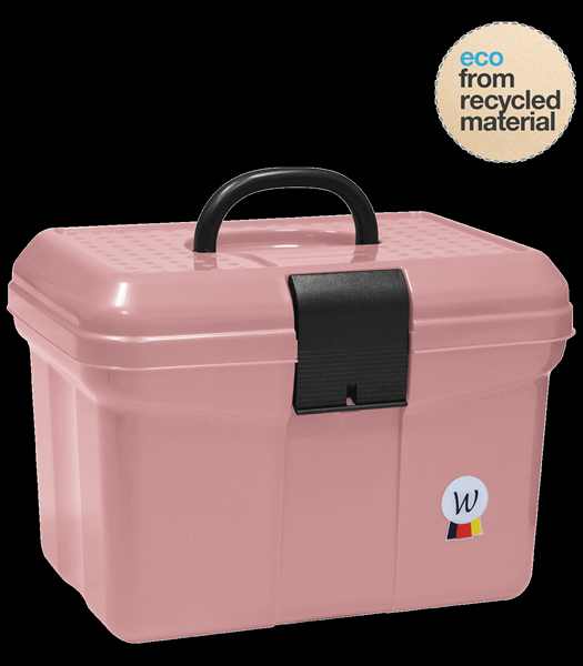 CAJA DE ASEO ECO WALDHAUSEN ROSA. PETROLEO. NEGRA Y AZUL CELESTE